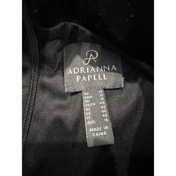 Adrianna Papell Mock Neck Pleated Dress in Black Velvet Size 12 - Picture 4 of 4